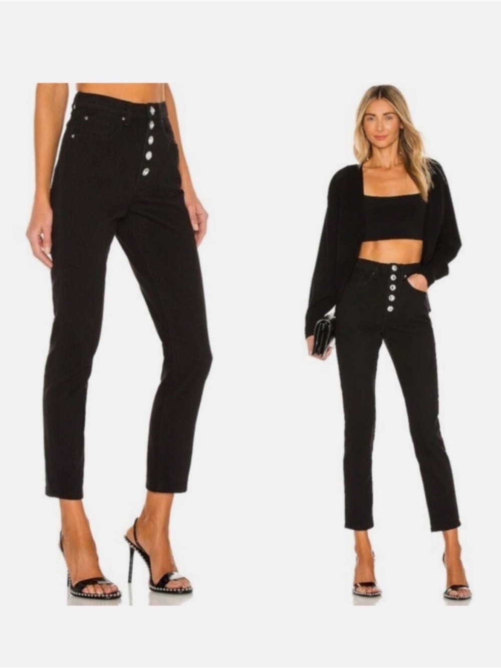 WeWoreWhat High-Rise Black Button-Front Jeans